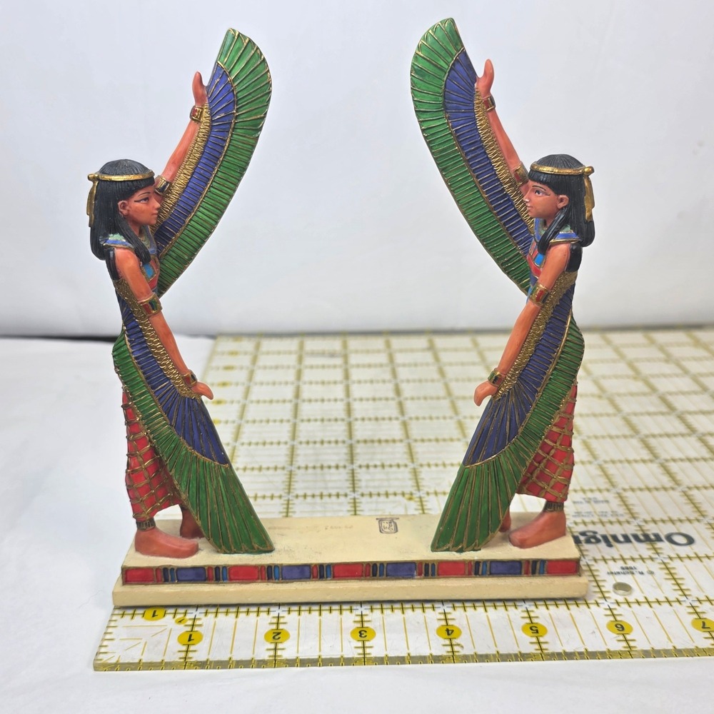 Veronese 2001 Egyptian Goddess Isis Winged Figurine Statue Red Green Gold Decor
